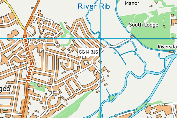 SG14 3JS map - OS VectorMap District (Ordnance Survey)