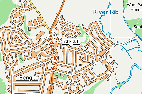 SG14 3JT map - OS VectorMap District (Ordnance Survey)