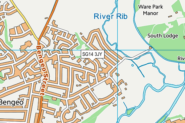 SG14 3JY map - OS VectorMap District (Ordnance Survey)