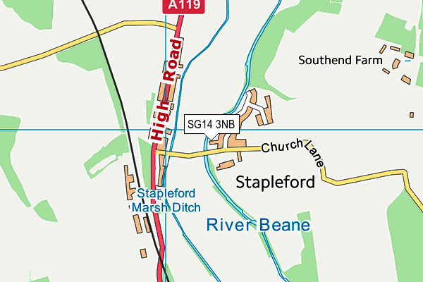 Stapleford Primary School map (SG14 3NB) - OS VectorMap District (Ordnance Survey)