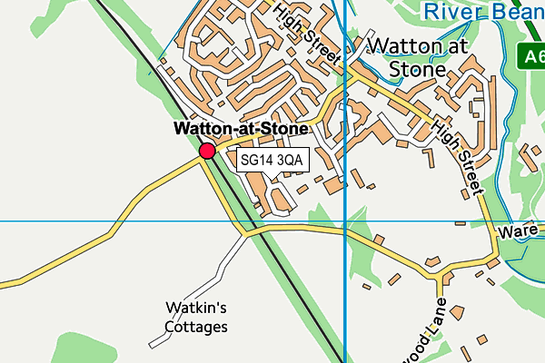 SG14 3QA map - OS VectorMap District (Ordnance Survey)