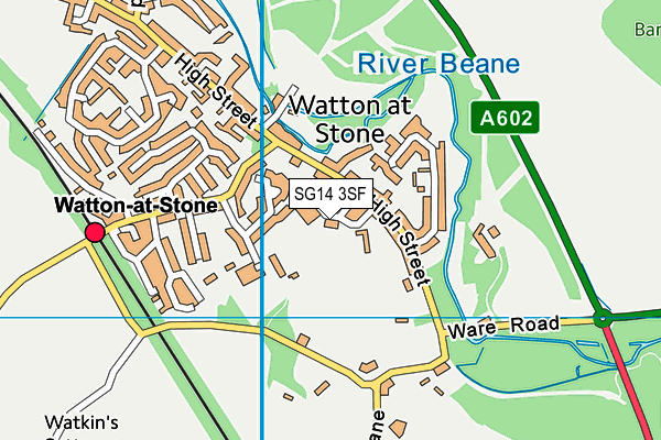 Watton At Stone Community Hall And Recreation Ground map (SG14 3SF) - OS VectorMap District (Ordnance Survey)