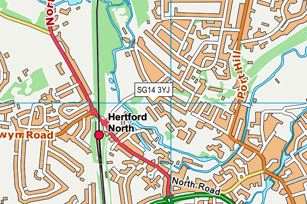 SG14 3YJ map - OS VectorMap District (Ordnance Survey)