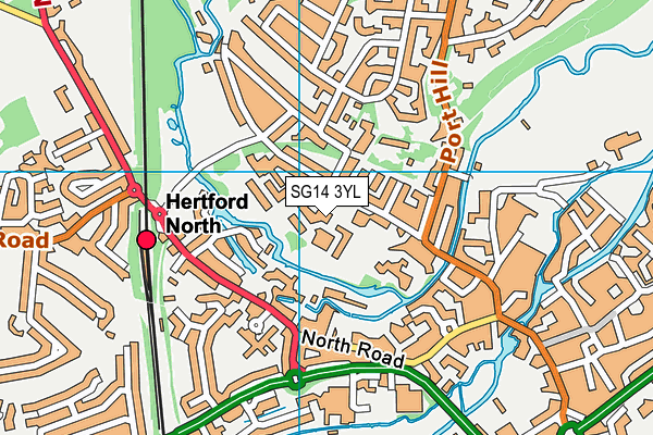 SG14 3YL map - OS VectorMap District (Ordnance Survey)