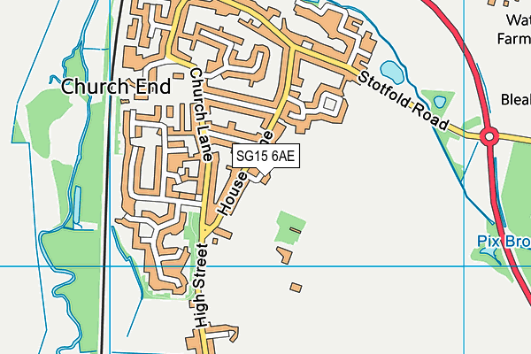 SG15 6AE map - OS VectorMap District (Ordnance Survey)