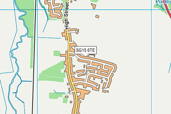 SG15 6TE map - OS VectorMap District (Ordnance Survey)