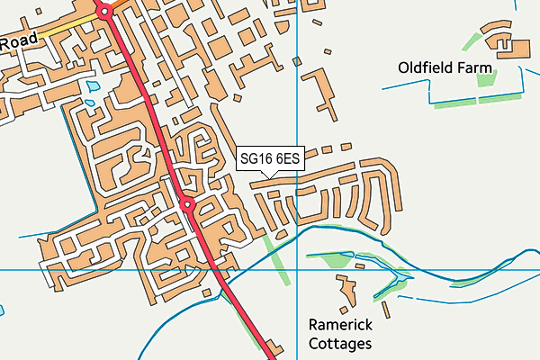 SG16 6ES map - OS VectorMap District (Ordnance Survey)