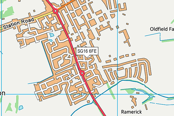SG16 6FE map - OS VectorMap District (Ordnance Survey)