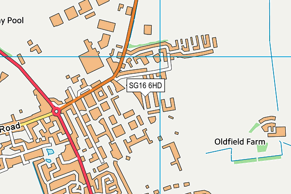 SG16 6HD map - OS VectorMap District (Ordnance Survey)