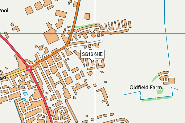 SG16 6HE map - OS VectorMap District (Ordnance Survey)