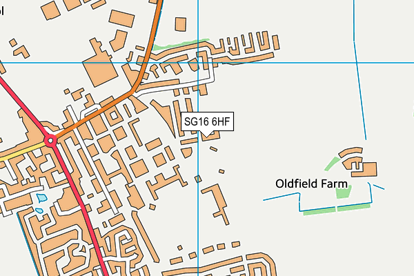 SG16 6HF map - OS VectorMap District (Ordnance Survey)