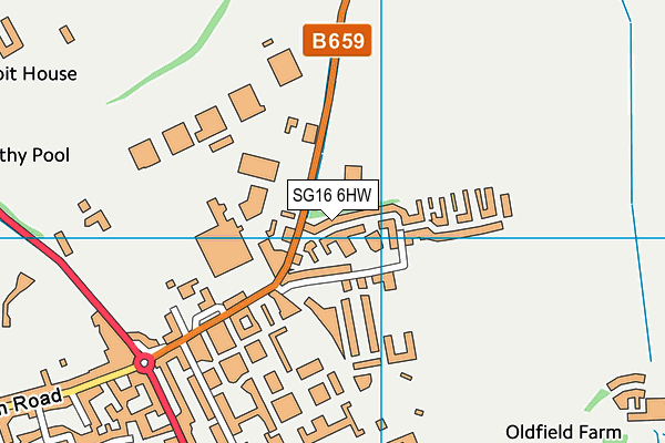 SG16 6HW map - OS VectorMap District (Ordnance Survey)