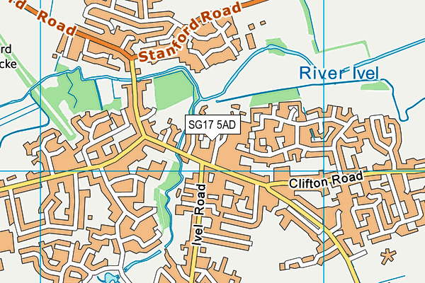 SG17 5AD map - OS VectorMap District (Ordnance Survey)