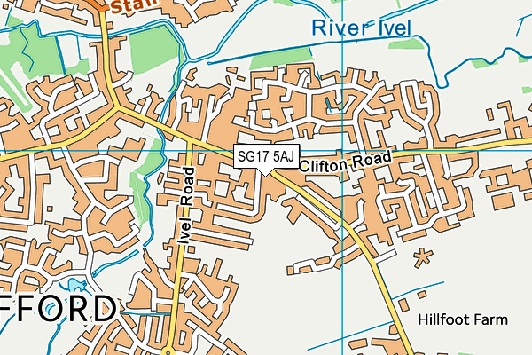 SG17 5AJ map - OS VectorMap District (Ordnance Survey)