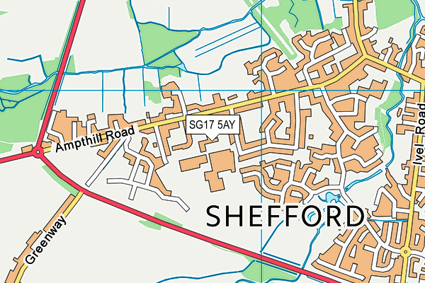 SG17 5AY map - OS VectorMap District (Ordnance Survey)