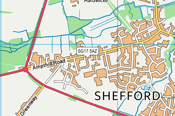 SG17 5AZ map - OS VectorMap District (Ordnance Survey)