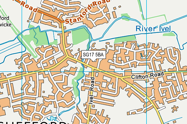 SG17 5BA map - OS VectorMap District (Ordnance Survey)