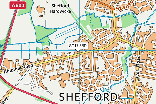 SG17 5BD map - OS VectorMap District (Ordnance Survey)