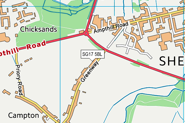 SG17 5BL map - OS VectorMap District (Ordnance Survey)