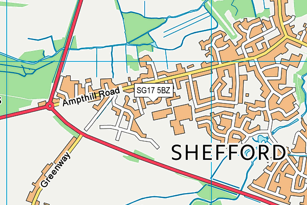 SG17 5BZ map - OS VectorMap District (Ordnance Survey)