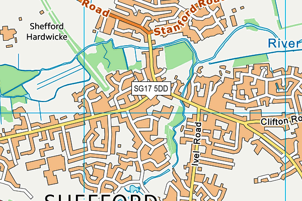 SG17 5DD map - OS VectorMap District (Ordnance Survey)