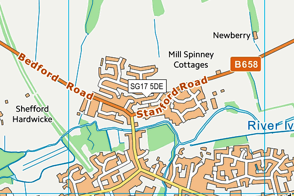 SG17 5DE map - OS VectorMap District (Ordnance Survey)