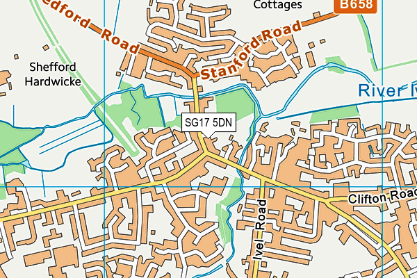 SG17 5DN map - OS VectorMap District (Ordnance Survey)