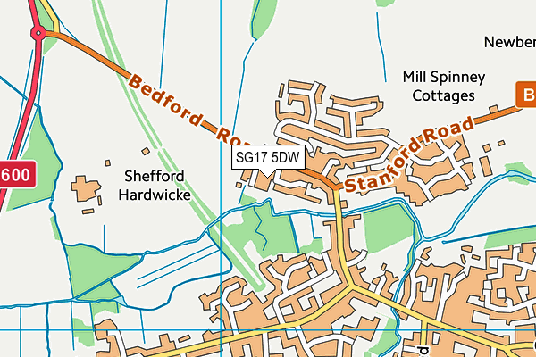 SG17 5DW map - OS VectorMap District (Ordnance Survey)