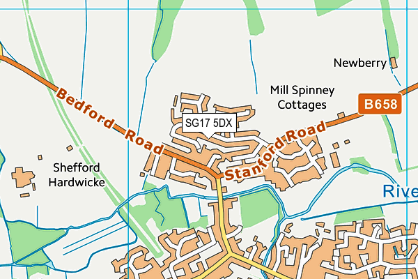 SG17 5DX map - OS VectorMap District (Ordnance Survey)