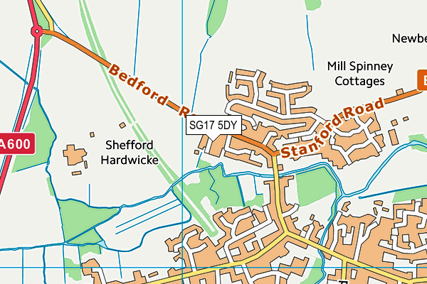 SG17 5DY map - OS VectorMap District (Ordnance Survey)