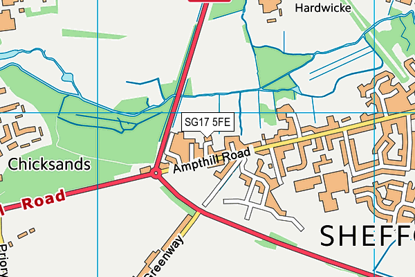 SG17 5FE map - OS VectorMap District (Ordnance Survey)