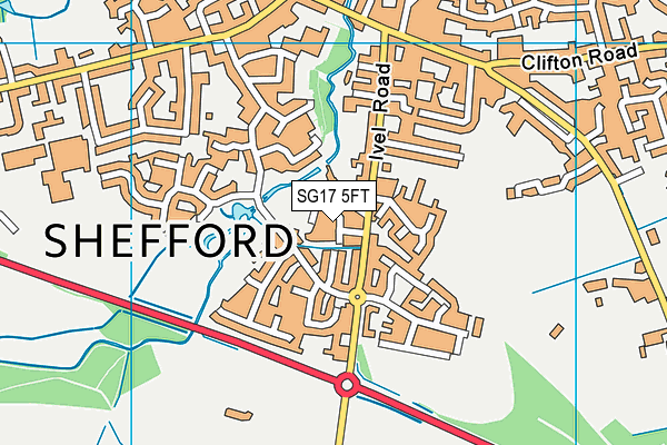 SG17 5FT map - OS VectorMap District (Ordnance Survey)