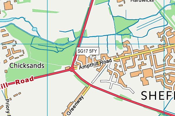 SG17 5FY map - OS VectorMap District (Ordnance Survey)