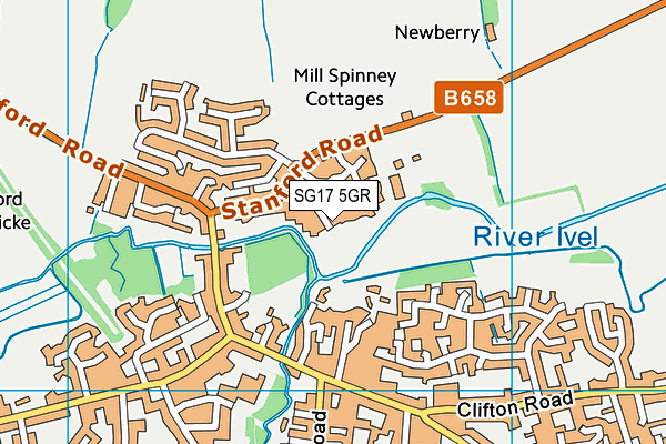 SG17 5GR map - OS VectorMap District (Ordnance Survey)