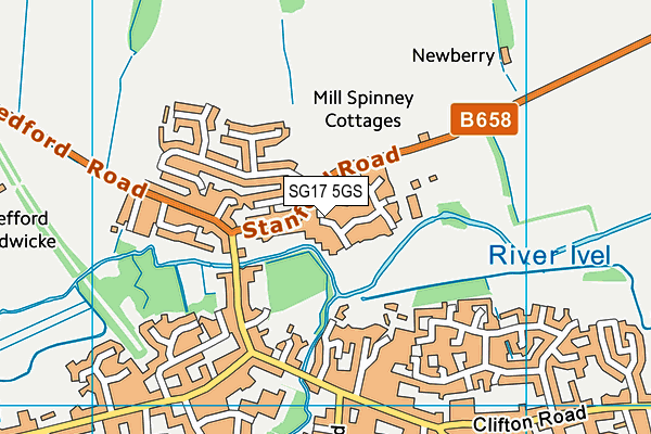 SG17 5GS map - OS VectorMap District (Ordnance Survey)