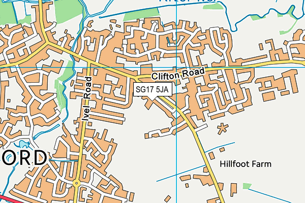 SG17 5JA map - OS VectorMap District (Ordnance Survey)