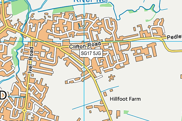 SG17 5JG map - OS VectorMap District (Ordnance Survey)