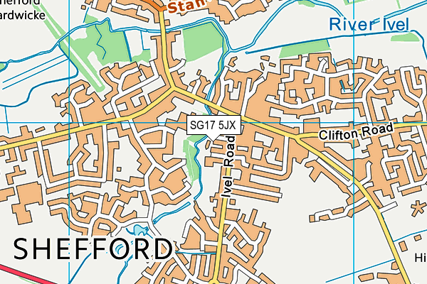 SG17 5JX map - OS VectorMap District (Ordnance Survey)