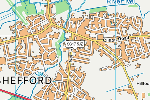 SG17 5JZ map - OS VectorMap District (Ordnance Survey)