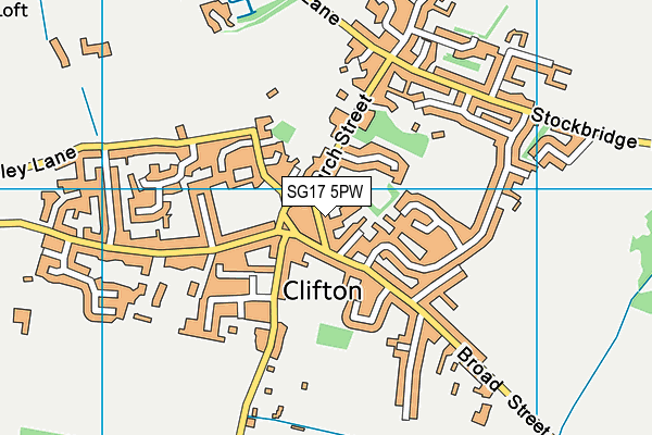SG17 5PW map - OS VectorMap District (Ordnance Survey)
