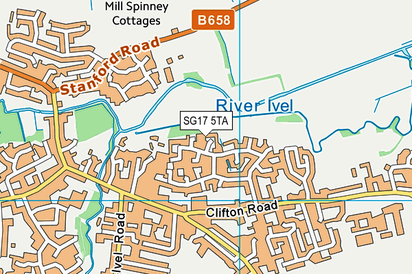 SG17 5TA map - OS VectorMap District (Ordnance Survey)