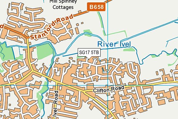 SG17 5TB map - OS VectorMap District (Ordnance Survey)