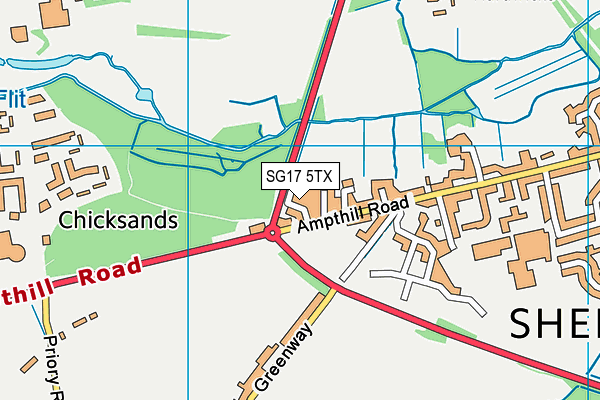 SG17 5TX map - OS VectorMap District (Ordnance Survey)