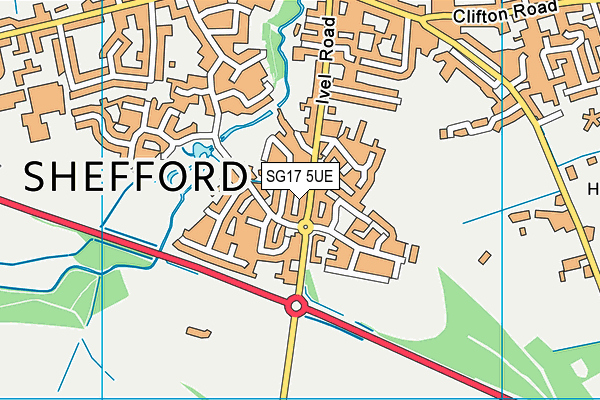 SG17 5UE map - OS VectorMap District (Ordnance Survey)