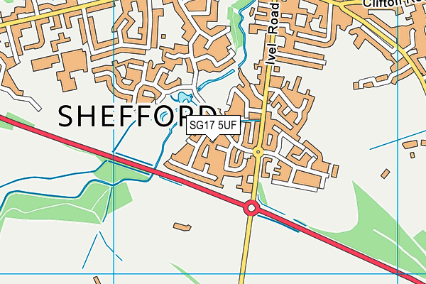 SG17 5UF map - OS VectorMap District (Ordnance Survey)