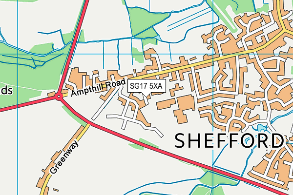 Shefford Lower School map (SG17 5XA) - OS VectorMap District (Ordnance Survey)