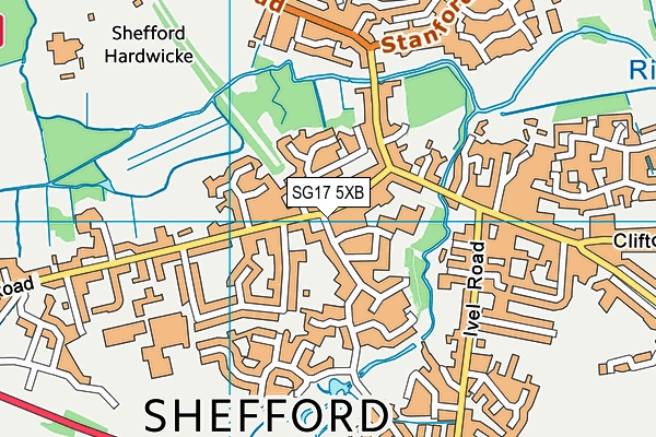 SG17 5XB map - OS VectorMap District (Ordnance Survey)