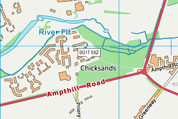 SG17 5XZ map - OS VectorMap District (Ordnance Survey)