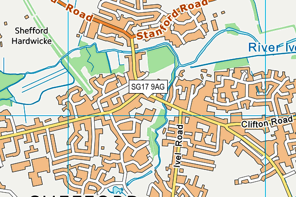 SG17 9AG map - OS VectorMap District (Ordnance Survey)