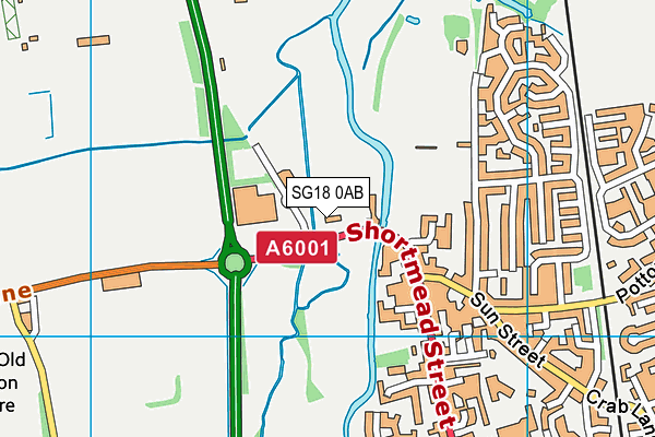 SG18 0AB map - OS VectorMap District (Ordnance Survey)